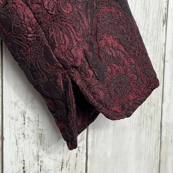 Coldwater Creek Burgundy Crepe Floral Paisley Long Sleeve 3 Button Blazer Medium - Picture 3 of 9